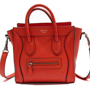 Celine Luggage Shopper Handbag Orange Leather Crossbody Shoulder Bag